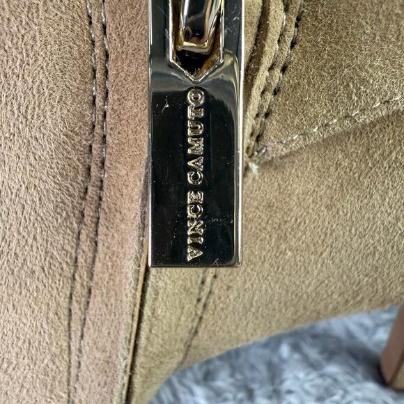 Vince Camuto Kreitha Tan Ankle Boots Women's Size 9 Stiletto Assymetrical Bootie - Picture 7 of 10